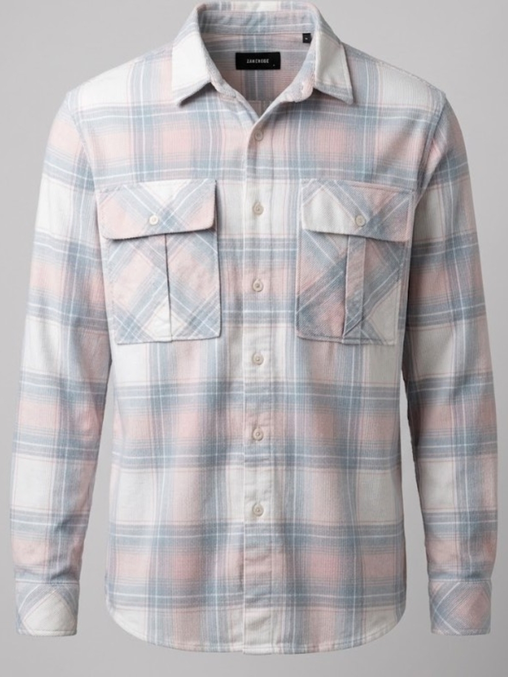 Zanerobe Men's Plaid 100% Cotton Corduroy Pink Light Blue Button Down Shirt (M)